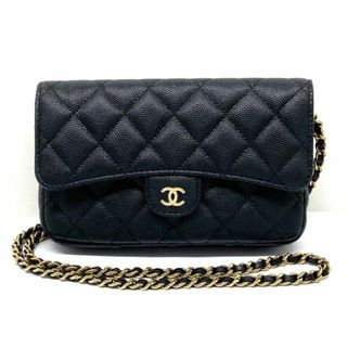 シャネル(CHANEL)のCHANEL(シャネル) 財布 マトラッセ AP2096 黒 チェーンウォレット/ゴールド金具/フラップフォン ケース グレインドカーフスキン(財布)