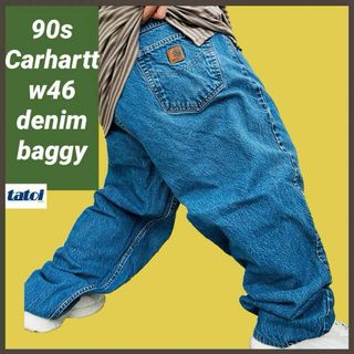 カーハート(carhartt)の280)90sカーハート極太テーパードデニムパンツジーンズジーパンw46バギー青(デニム/ジーンズ)