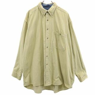 BASIC options 90s オールド 長袖 コーデュロイ ボタンダウンシャツ 2XL カーキ系 BASIC options ビッグサイズ メンズ(シャツ)