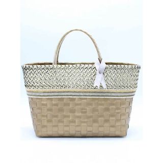 【夏物 新入荷】◇fuang fa/ファンファ◇カゴバッグ/ハンドバッグ/異素材切替/BAG/鞄 ゴールド系 レディース【中古】春夏 825042(かごバッグ/ストローバッグ)