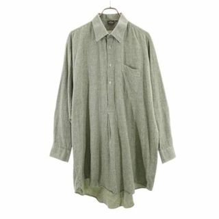 ヴィンテージ 70s ユーロ グランパシャツ 長袖 シャツ ワンピース 43 グリーン VINTAGE レディース(その他)