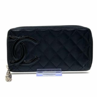 シャネル(CHANEL)のCHANEL(シャネル) 長財布 カンボンライン 黒 ラウンドファスナー/シルバー金具 ラムスキン×エナメル（レザー）(財布)