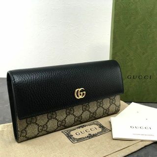 グッチ(Gucci)の極美品 GUCCI 長財布 456116 ブラック プチマーモント 295(財布)