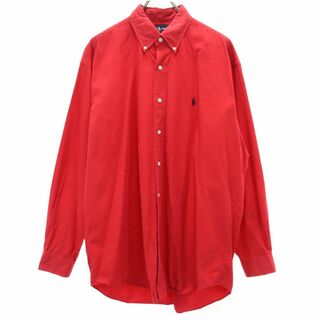 ラルフローレン(Ralph Lauren)のラルフローレン 90s オールド ピスネーム 長袖 ボタンダウンシャツ L 赤 RALPH LAUREN メンズ(シャツ)