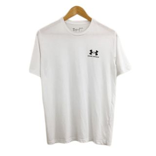 アンダーアーマー(UNDER ARMOUR)のアンダーアーマー Tシャツ カットソー クルーネック ロゴ 半袖 M 白 黒(Tシャツ/カットソー(半袖/袖なし))