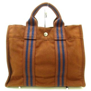 エルメス(Hermes)のHERMES(エルメス) トートバッグ フールトゥトートPM ブラウン×ダークネイビー キャンバス(トートバッグ)