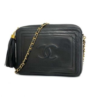 シャネル(CHANEL)の【4ma0482】シャネル ショルダーバッグ/フリンジ付きチェーンショルダー/ラムスキン/ブラック/ゴールド金具 【中古】 レディース(ショルダーバッグ)