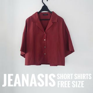 ジーナシス(JEANASIS)のJEANASIS　ジーナシス　半袖カイキンショートシャツ　ブラウン　Fサイズ(シャツ/ブラウス(半袖/袖なし))