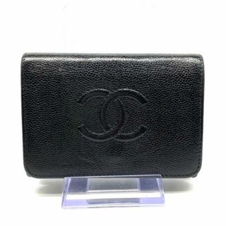 シャネル(CHANEL)のCHANEL(シャネル) 3つ折り財布 - A70796 黒 ココマーク キャビアスキン(財布)