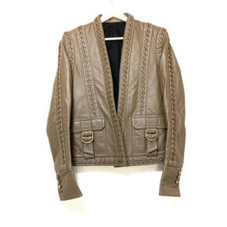 BALMAIN(バルマン) ブルゾン サイズ46 XL レディース - ダークブラウン 長袖/レザー/春/秋(ブルゾン)