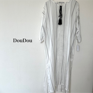DouDou - 未使用タグ付 DouDou ロングワンピース シアー 長袖 ホワイト M