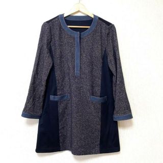 レリアン(leilian)のLeilian(レリアン) ワンピース サイズ11 M レディース - ネイビー×レッド クルーネック/長袖/ミニ(その他)