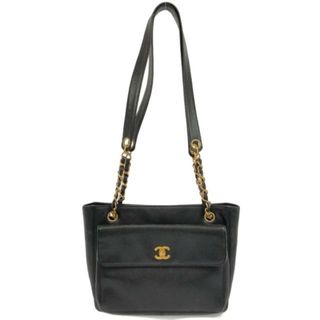 シャネル(CHANEL)のCHANEL(シャネル) トートバッグ - 黒 フラップポケット/チェーンショルダー/ゴールド金具/ターンロック キャビアスキン(トートバッグ)