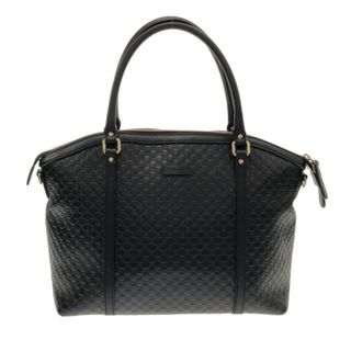 グッチ(Gucci)のGUCCI(グッチ) ハンドバッグ マイクログッチシマ 449657 黒 レザー(ハンドバッグ)