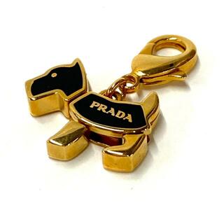 プラダ(PRADA)のPRADA(プラダ) キーホルダー(チャーム) - 1AJB10 ゴールド×黒 犬 金属素材(キーホルダー)