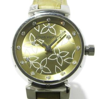 ルイヴィトン(LOUIS VUITTON)のLOUIS VUITTON(ヴィトン) 腕時計美品  タンブール Q121M レディース 革ベルト/ダイヤモンド文字盤/12Pダイヤインデックス/1Pラグダイヤ ゴールド×シルバー×ダイヤモンド(腕時計)