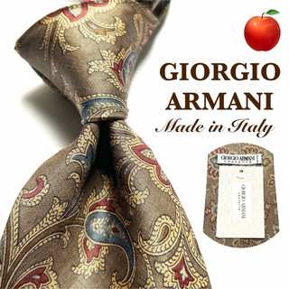 ジョルジオアルマーニ(Giorgio Armani)の✨未使用品✨ジョルジオアルマーニ　ネクタイ　ベージュ　レッド　ペイズリー　シルク(ネクタイ)