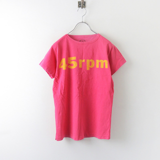 フォーティファイブアール 45R コットン ロゴプリントTシャツ 2/ピンク トップス 45rpm【24000138661631】(Tシャツ(半袖/袖なし))