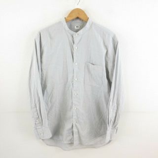 ユニクロ(UNIQLO)のユニクロ UNIQLO スタンドカラーシャツ 長袖 グレー L *T529(シャツ)