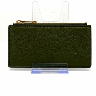 グッチ(Gucci)のGUCCI(グッチ) カードケース美品  ロゴ ジップカードケース 725550 グリーン レザー(名刺入れ/定期入れ)