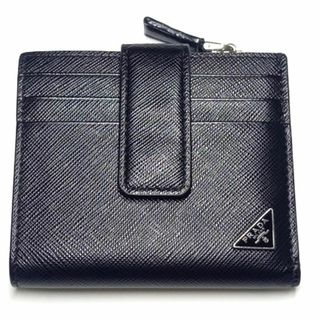 プラダ(PRADA)の美品 プラダ 二つ折り財布 ミニ財布 コンパクトウォレット 黒 2MC066(折り財布)