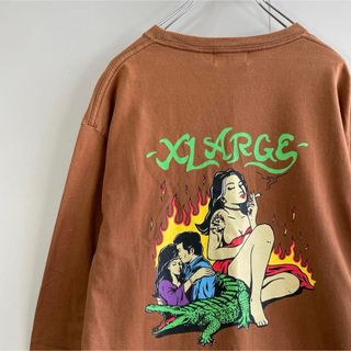 エクストララージ(XLARGE)の【バックプリントTシャツ】X-LARGE長袖ロンT古着ブラウンストリートL希少(Tシャツ/カットソー(七分/長袖))