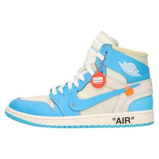 ナイキ(NIKE)のNIKE ナイキ ×OFF-WHITE AIR JORDAN 1 POWDER BLUE UNC AQ0818-148 オフホワイト エアジョーダン1 パウダーブルー ハイカットスニーカー ホワイト/ブルー US9.5/27.5cm(スニーカー)