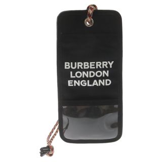 バーバリー(BURBERRY)のBURBERRY LONDON バーバリーロンドン ロゴ プリント ナイロン ストラップ パスケース カードホルダー ブラック(名刺入れ/定期入れ)