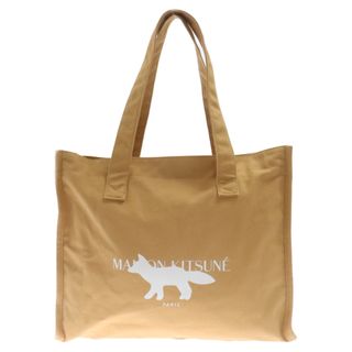 メゾンキツネ(MAISON KITSUNE')のMAISON KITSUNE メゾンキツネ コットン ロゴプリント ジップ トートバッグ ブラウン IU05154WW0052(トートバッグ)