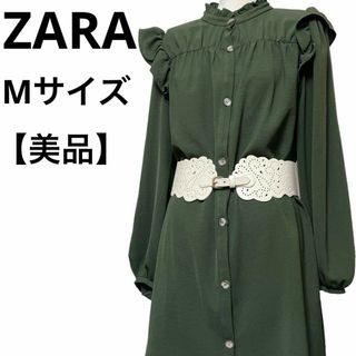 ザラ(ZARA)のザラ ラッフルワンピース フリルショルダーワンピース シフォンワンピース 春物(ひざ丈ワンピース)