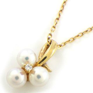 ミキモト(MIKIMOTO)のミキモト MIKIMOTO ネックレス 3ポイント パール 4.5mm珠 1ポイント ダイヤモンド K18YG 【中古】(ネックレス)