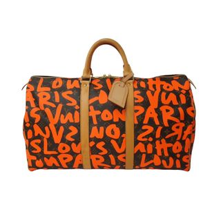 ルイヴィトン(LOUIS VUITTON)の極美品 LOUIS VUITTON ルイヴィトン モノグラム グラフィティ キーポル50 ボストン スプラウス オレンジ M93699 中古 64633(ボストンバッグ)