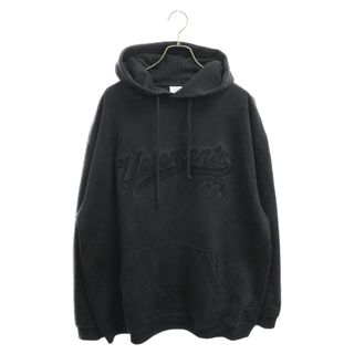 VETEMENTS ヴェトモン 20AW Hip Hop Embroidery Hoodie ヒップホップロゴ刺繍プルオーバーパーカー ブラック UAH21TR541(パーカー)