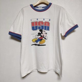 ディズニー(Disney)のDisney 古着 ミッキー トリム USA 1984 半袖Ｔシャツ カットソー ホワイト メンズ ディズニー【中古】4-0525S∞(Tシャツ/カットソー(半袖/袖なし))