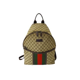 グッチ(Gucci)のGUCCI グッチ リュック バックパック シェリーライン GGキャンバス 190278 ベージュ レザー シルバー金具 良品 中古 64328(リュック/バックパック)