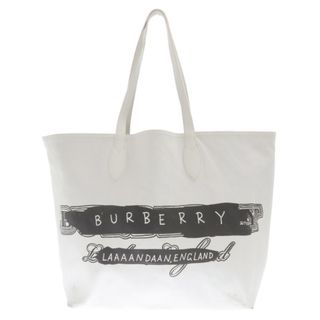 バーバリー(BURBERRY)のBURBERRY バーバリー コーティング素材 リバーシブルトートバッグ ホワイト/ブラウン(トートバッグ)