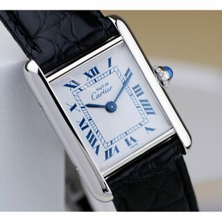 カルティエ(Cartier)の美品 カルティエ マスト タンク シルバー ブルーローマン SM Cartier(腕時計)