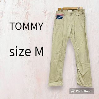 TOMMY トミー　パンツ　メンズ　Mカーキ　スラックス　チノパン　ロゴ(ワークパンツ/カーゴパンツ)