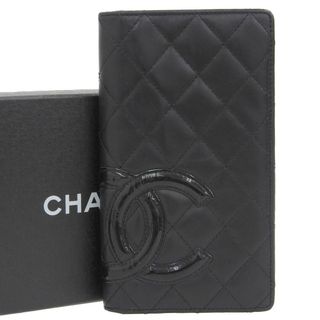 シャネル(CHANEL)の【本物保証】 箱付 シャネル CHANEL カンボンライン 長財布 A26717 シール付 10番台 二つ折り長財布 レザー ブラック 黒 ココマーク ロゴ(財布)