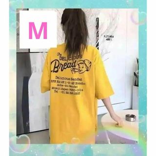 【M】大人気‼︎ボーイプリント　イエローオーバーサイズ　ビックTシャツ男女兼用(Tシャツ(半袖/袖なし))