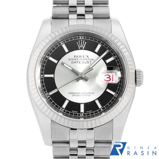ロレックス(ROLEX)のロレックス デイトジャスト 116234 ブラック×シルバー 5列 ジュビリーブレス D番 メンズ 中古 腕時計(腕時計(アナログ))