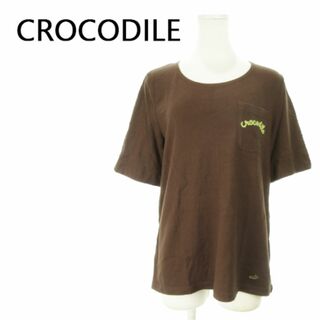 クロコダイル(Crocodile)のクロコダイル Tシャツ カットソー 半袖 ロゴ刺繍 L 茶 220829AO3A(Tシャツ(半袖/袖なし))