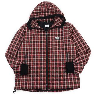 バーバリー(BURBERRY)の極美品●BURBERRY バーバリー 4565615 ロゴラバーワッペン チェック柄 中綿キルティング フーディ ジップジャケット マルチカラー L イタリア製 正規品 メンズ(その他)