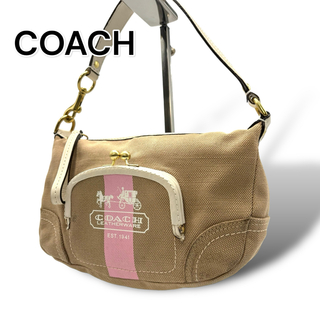 コーチ(COACH)の【美品】COACH コーチ　ヘリテージストライプ　ハンドバッグ　キャンバス　(ハンドバッグ)