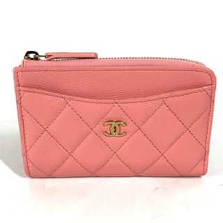 シャネル(CHANEL)のシャネル CHANEL CC ココマーク フラグメントケース AP3179 マトラッセ L字ファスナー 財布 小銭入れ カードケース コインケース キャビアスキン ピンク 未使用(コインケース)