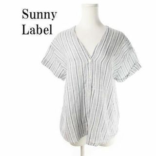 サニーレーベル(Sonny Label)のサニーレーベル ブラウス 半袖 ストライプ F 青 210416YH7A(シャツ/ブラウス(半袖/袖なし))