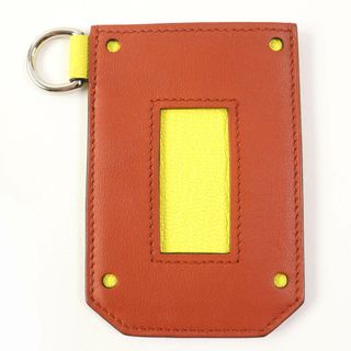 エルメス(Hermes)の極美品☆HERMES エルメス カラーマティック クラシック レザー シルバー金具 パスケース ブラウン イエロー U刻印 箱・保存袋付き フランス製 正規品 レディース(パスケース/IDカードホルダー)