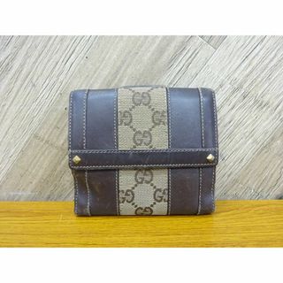 Gucci - K奈206/ GUCCI キャンバス レザー 二つ折り財布 GG