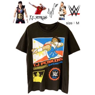 T.J.Parkins　TJP　WWE　Tシャツ　M　黒　USA古着(Tシャツ/カットソー(半袖/袖なし))