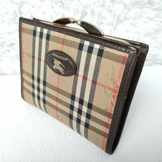 バーバリー(BURBERRY)の美品✨バーバリー 二つ折り財布 ノバチェック がま口 レディース ホースロゴ(財布)